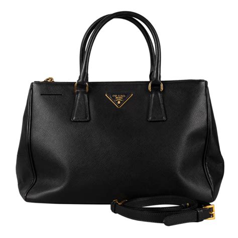 prada purse black two front zippers|PRADA Saffiano Medium Galleria Double Zip Tote Black.